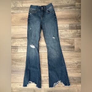 Rewash Flare Distressed Blue Jeans